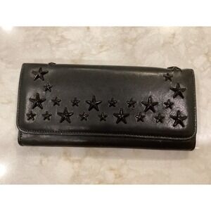 Jimmy‎ Choo NINO Black Leather Star Studded Wallet Clutch